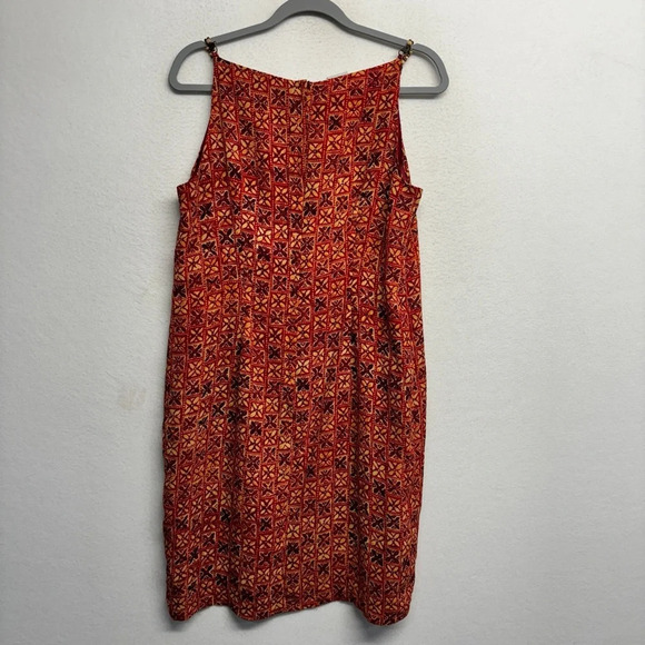 VTG 90's Buyer California AGB Dress Midi Beaded Strap Sheath Shift Tank 14 Red - Picture 2 of 6